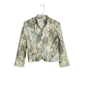 St John Sport Cream and Green Paisley Blazer size medium Western Office